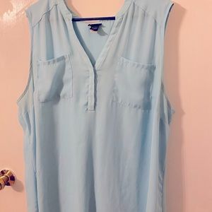 Light blue flowy Torrid sleeveless blouse